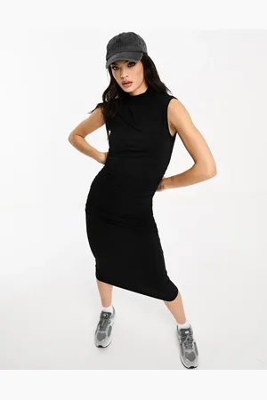 VILA Bodycon high neck midi dress in