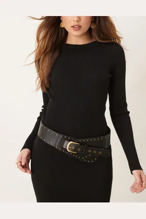 My Accessories Wide studded western belt in