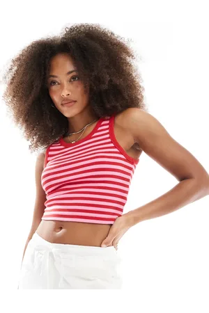 JJXX Ribbed vest in pink stripe
