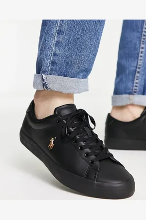 Ralph Lauren Leather longwood trainer in with pony logo
