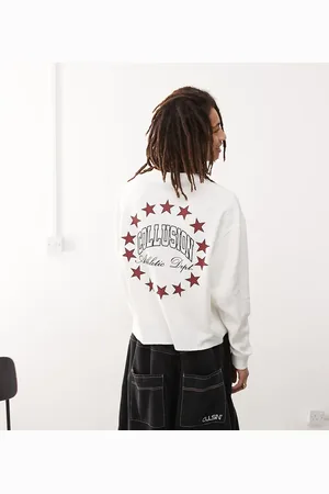 COLLUSION Long sleeve skater dept varsity t-shirt with back graphic in