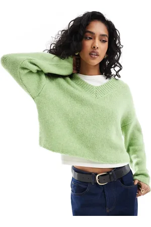 ASOS Fluffy v neck relaxed jumper in
