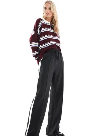 Noisy May Wide leg jogger with side stripe in