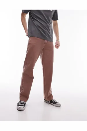 Topman Cotton twill straight trousers in