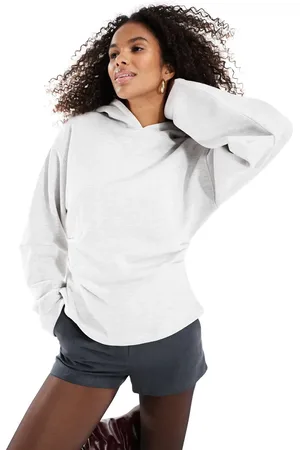 ASOS Heavyweight corset waist hoodie in ice marl