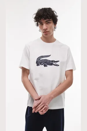Lacoste Loungewear pyjama set in and navy with logo print