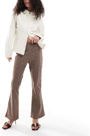 ASOS Kickflare trouser in chocolate pinstripe
