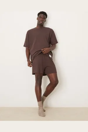 ASOS Ribbed t-shirt and short lounge set with embroidered patch in