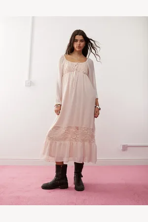 Reclaimed Boho maxi dress with ruffles in pastel