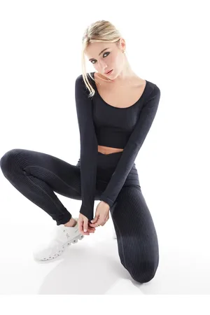Miss Selfridge Seamless rib long sleeve top co-ord in washed charcoal