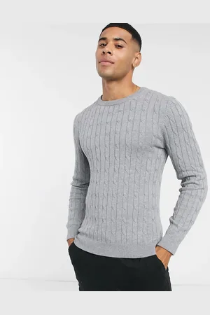 Gianni Feraud Premium muscle Fit Crew Neck Cable Jumper