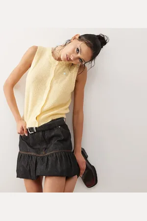 Reclaimed Knitted waistcoat in buttermilk yellow