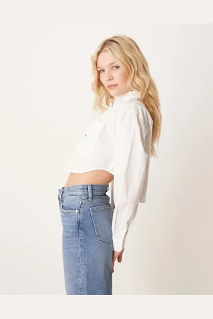 Calvin Klein Woven label cropped shirt in