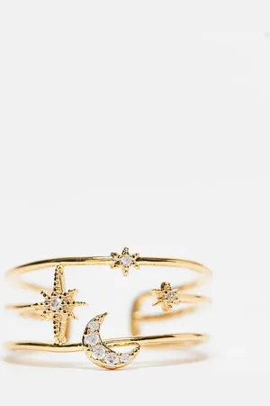 Orelia Celestial open caged adjustable ring in 18k plated