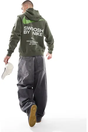 Nike Club Swoosh graphic backprint hoodie in khaki