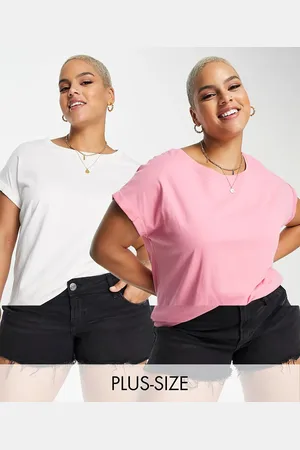 Simply Be 2 pack boyfriend t-shirts in pink and white