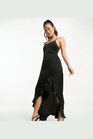 Lola May Cowl front asymmetric hem midi dress in