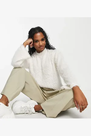 Pieces® Exclusive high neck fluffy jumper in