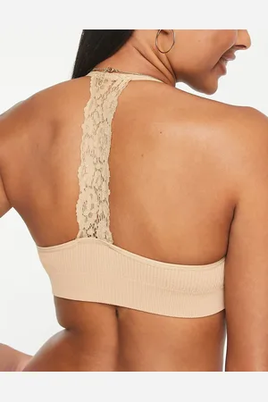 New Look Lace back seamless bra in tan
