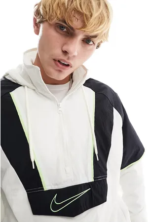 Nike Woven panel 1/4 zip jacker in and white