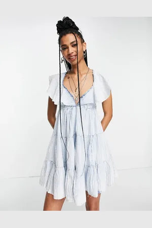 Free People Undone tiered mini dress in sea spray