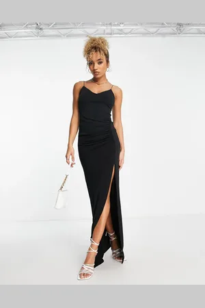 Trendyol Ruched maxi dress with thigh split in
