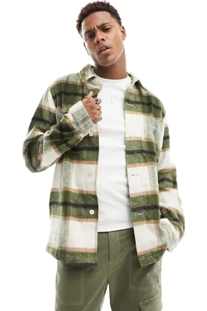 ASOS Wool look shacket in green check
