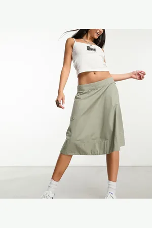 COLLUSION Hitch tie midi skirt co-ord in khaki