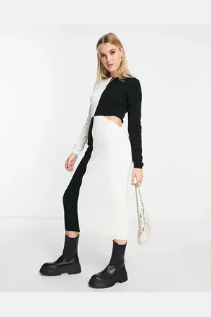 ASOS Knitted maxi dress in colour block