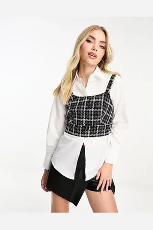 New Look 2 in 1 shirt with boucle crop in