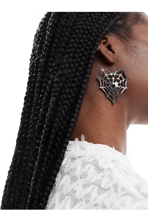 Pieces® Halloween spider web earrings in