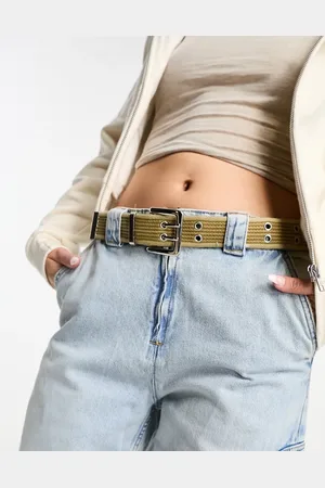 My Accessories London webbing double eyelet grunge belt in