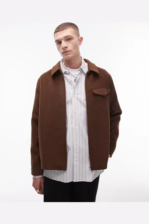 Topman Wool look shacket in brown