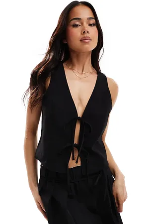 Pull&Bear Tie up waistcoat co-ord in