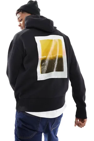 Calvin Klein Sense layer back graphic hoodie in