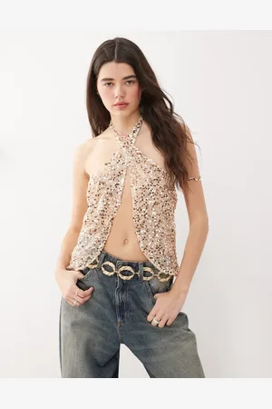 Motel Ruway sequin scarf top in