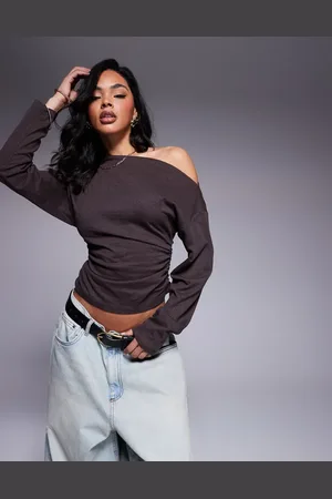 ASOS Ruched side long sleeve tee in