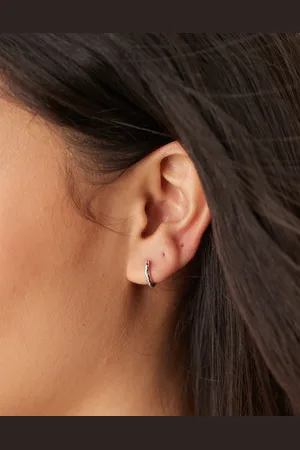 Orelia Polished molten micro hoop earrings in sterling plated