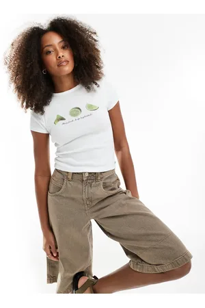 Pull&Bear Lime print baby tee in