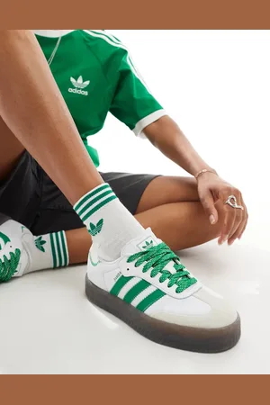 adidas Sambae trainers in white and green