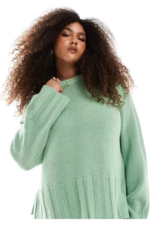 ASOS ASOS DESIGN Curve wide rib boxy jumper in sage