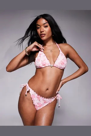 River Island Floral broderie bikini bottom brief in light
