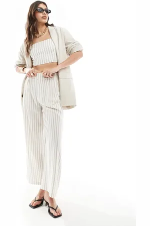 Stradivarius Tailored linen look trouser co-ord in rustic stripe