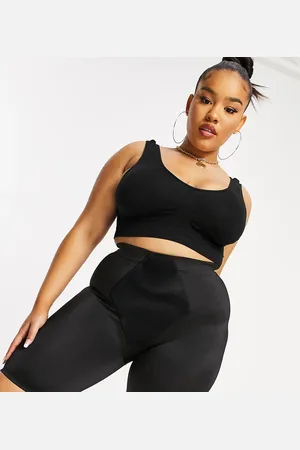 Yours Satin control shorts in black