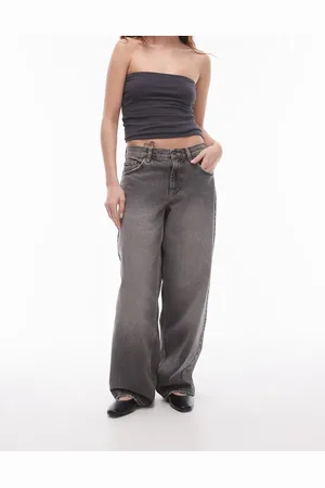 Topshop Cinch low rise relaxed jean in dark vintage