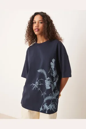 ASOS Oversized t-shirt with tonal floral graphic in