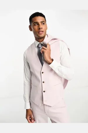 ASOS Slim oxford suit waistcoat in dusty pink
