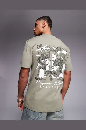 River Island Nagura Island print t-shirt in khaki