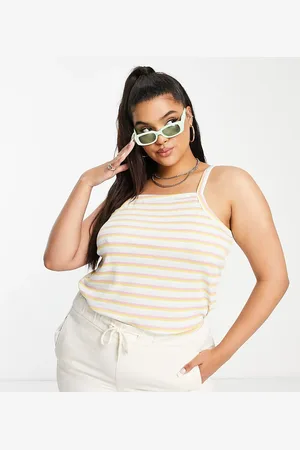 VERO MODA Ribbed jersey vest in pastel stripe