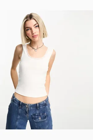 COLLUSION Lace trim cami top in ecru